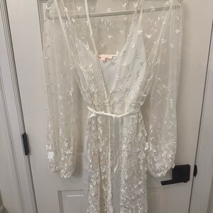 Le Rose Adele Lace Bridal Robe - Includes Slip, S/M